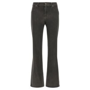 7 For All Mankind Gray Cotton Straight-Leg Women's Jeans